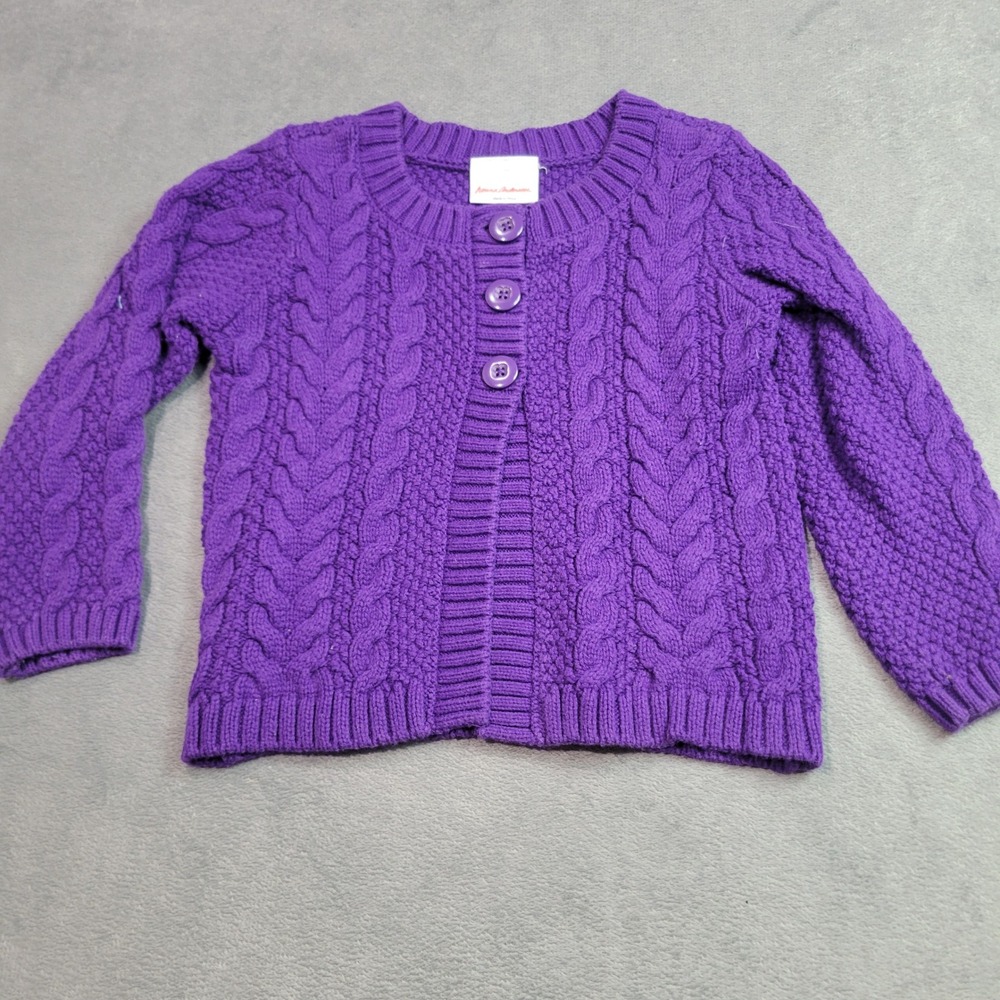 Hanna Andersson Girls Purple Plum Cardigan Sweater Bundle Size 100 3T 4T 2 Pack - Picture 2 of 12